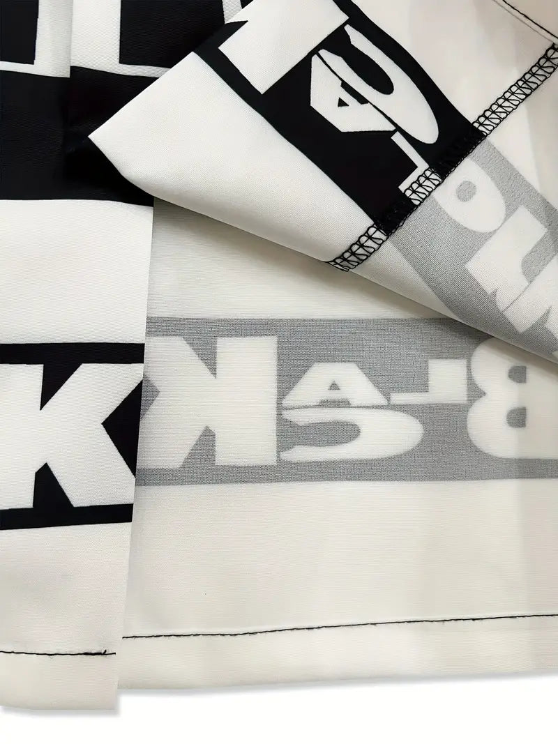 Men's Black Print Casual Lapel Shirt