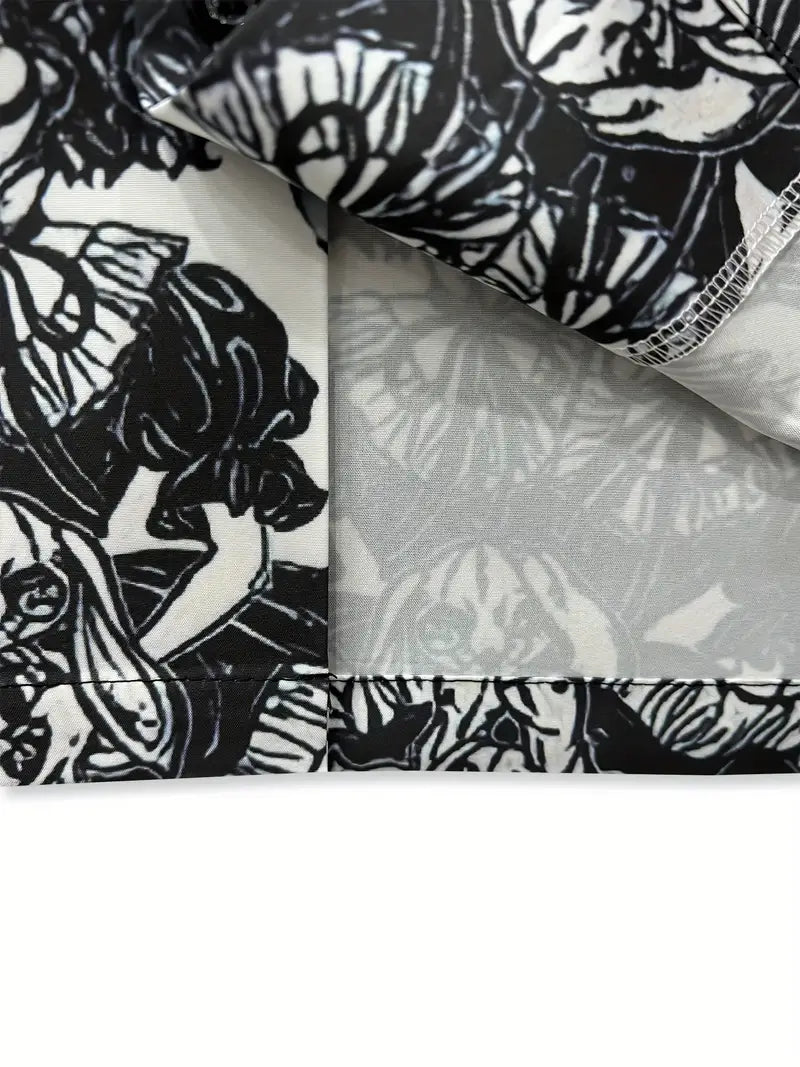 Men'S Floral Beach Retro Sketch Shirt