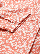 Coral Red & White Floral Printed Shirt
