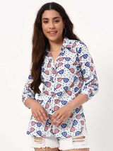 White USA-Themed Sunglasses Print Casual Shirt