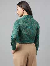 Teal Green Paisley Print Shirt