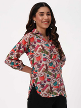 Multicolor Food Print Casual Shirt