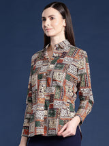 Multicolor Patchwork Printed Casual Shirt