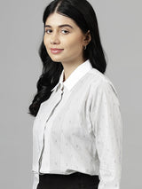 White & Grey Pinstripe Formal Shirt
