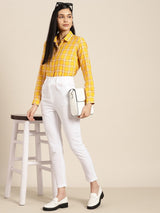 Yellow & Pink Checked Casual Shirt