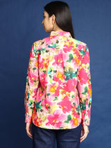 Pink Multicolor Floral Print Shirt