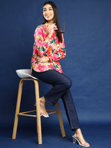 Pink Multicolor Floral Print Shirt