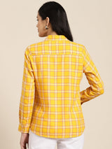 Yellow & Pink Checked Casual Shirt