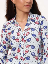 White USA-Themed Sunglasses Print Casual Shirt