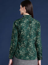 Dark Green Botanical Printed Shirt