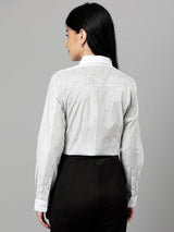 White & Grey Pinstripe Formal Shirt