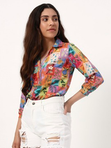 Multicolor Graphic Print Casual Shirt