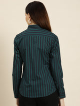 Dark Green & Black Vertical Stripe Shirt