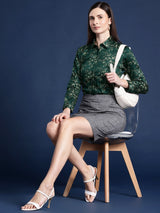 Dark Green Botanical Printed Shirt