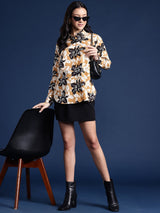 Mustard & Black Floral Printed Shirt