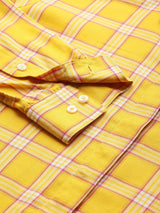 Yellow & Pink Checked Casual Shirt