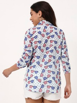 White USA-Themed Sunglasses Print Casual Shirt