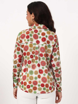 White Citrus Fruit Print Casual Shirt