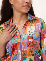 Multicolor Graphic Print Casual Shirt