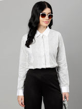 White & Grey Pinstripe Formal Shirt