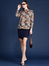 Multicolor Patchwork Printed Casual Shirt