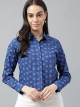 Navy Blue Floral Print Shirt