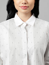 White & Grey Pinstripe Formal Shirt
