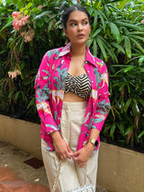 Magenta Safari Print Shirt