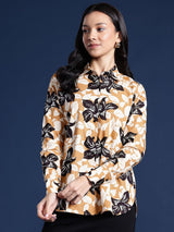 Mustard & Black Floral Printed Shirt