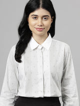 White & Grey Pinstripe Formal Shirt