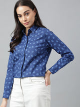 Navy Blue Floral Print Shirt