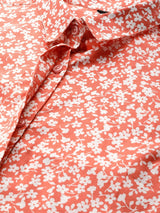 Coral Red & White Floral Printed Shirt