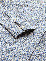 White & Blue Micro Floral Print Shirt