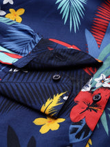 Navy Blue Floral Printed Casual Shirt