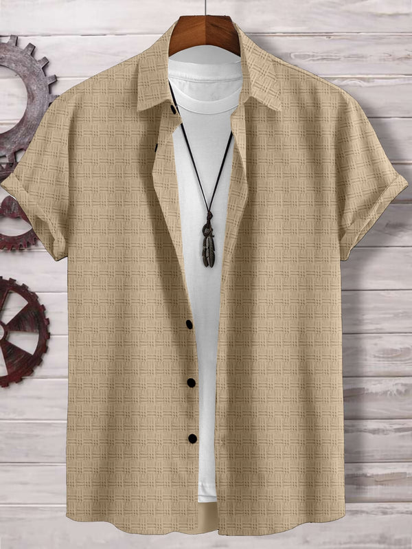 Cream Check Popcorn Textured Shirt