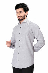 Grey Imported Popcorn Textured Full Sleeve Printed Shirt