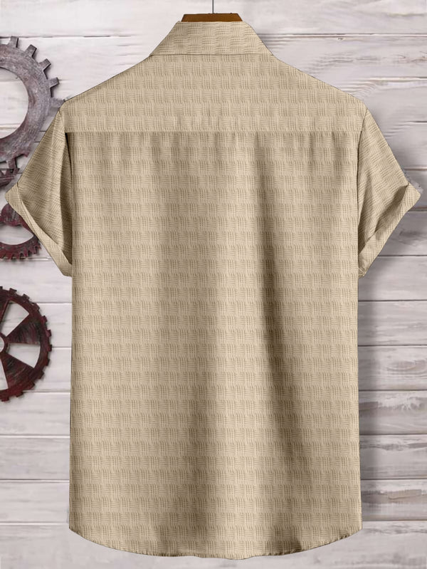 Cream Check Popcorn Textured Shirt