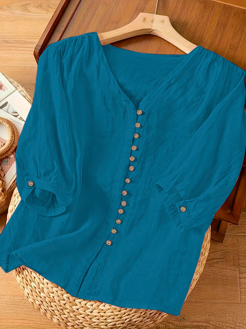 Blue Plain Tunic Tops