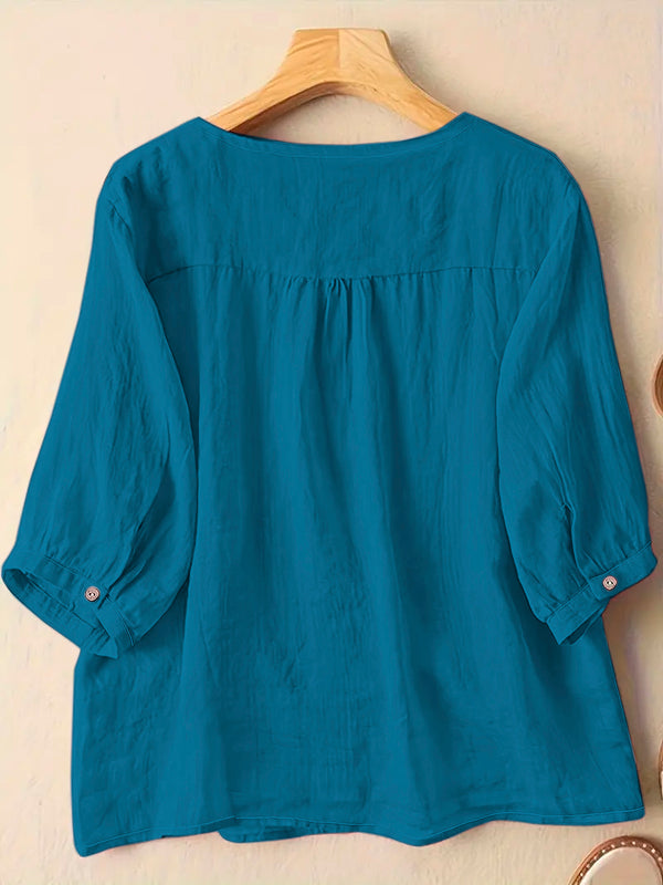 Blue Plain Tunic Tops