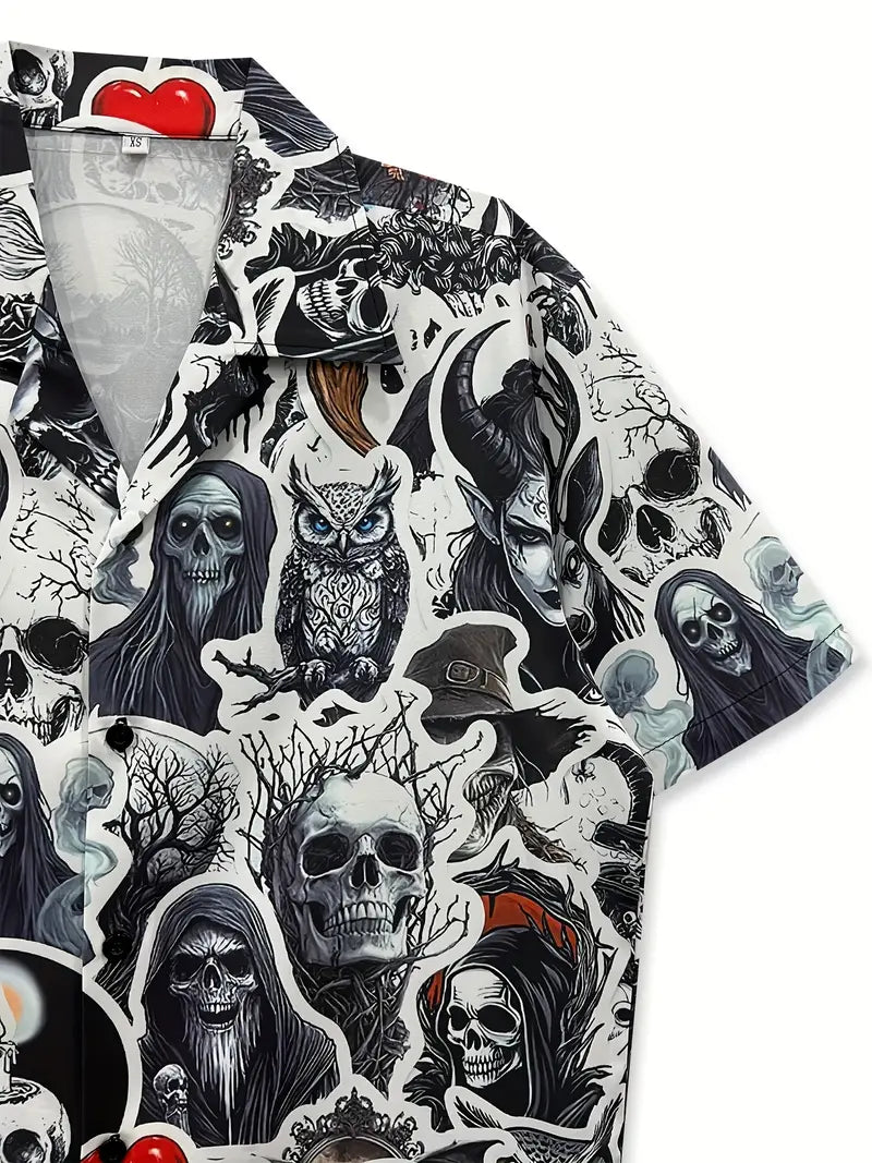 Men'S Skull Print Casual Shirt