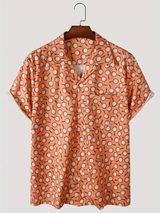 Orange Print Short Sleeve Shirt