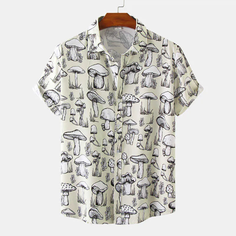 Mushroom Printed Short Sleeve Shirt