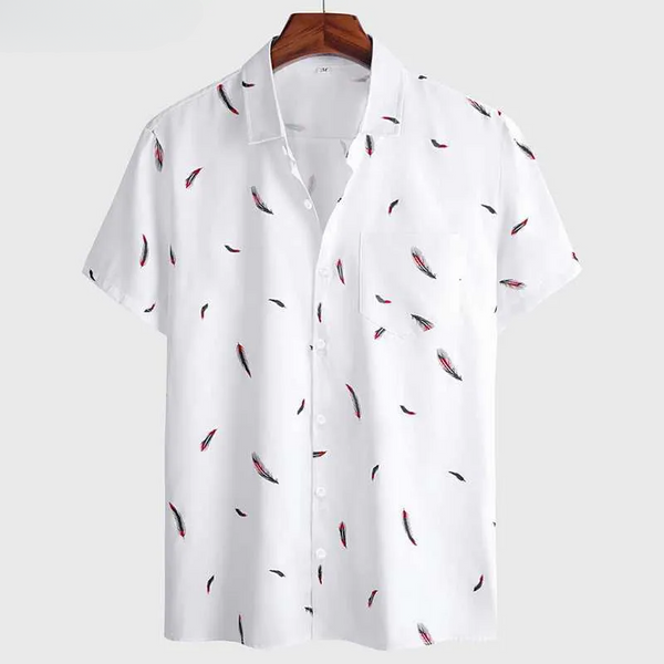 Feather Print Short Sleeve Shirt