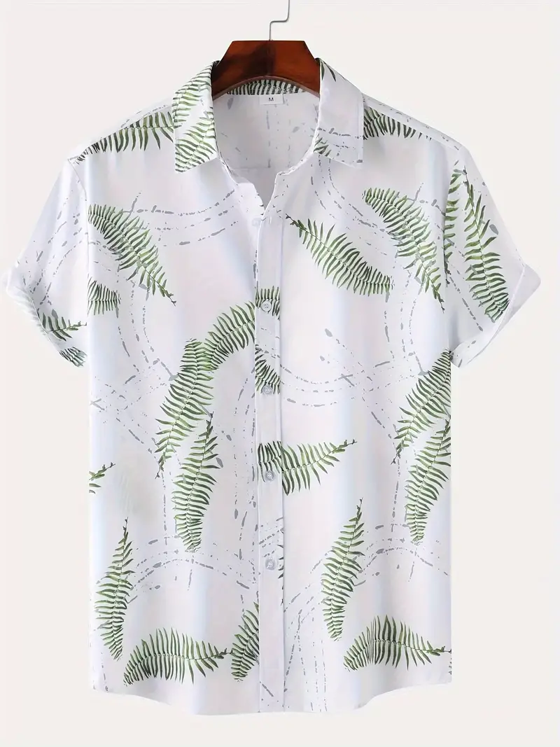 Green Leaf Printed Short Sleeve Shirt