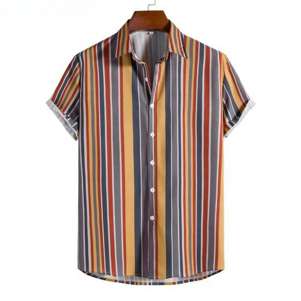 Striped Printed Short Sleeve Shirt