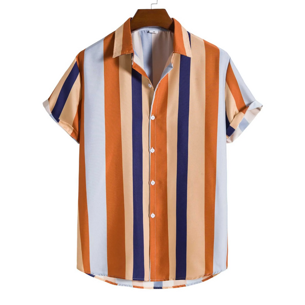 Striped Printed Short Sleeve Shirt