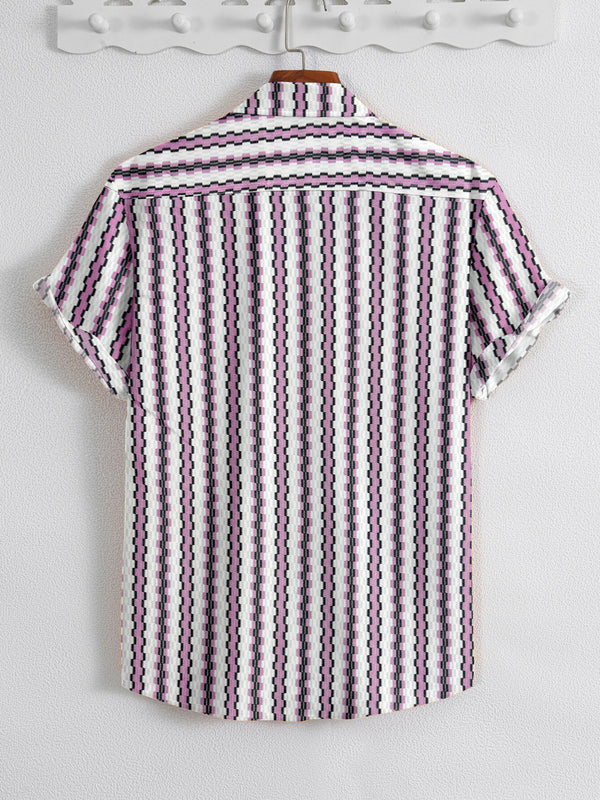 Pink and White Knitting Cotton Shirt