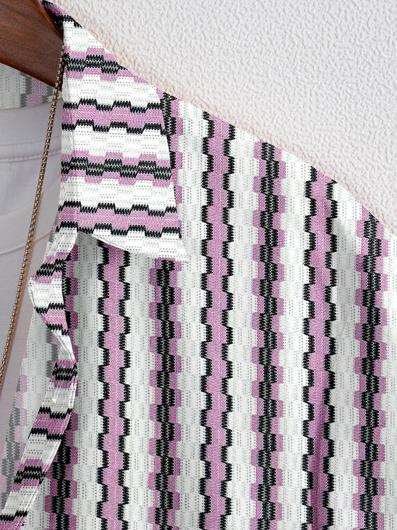 Pink and White Knitting Cotton Shirt