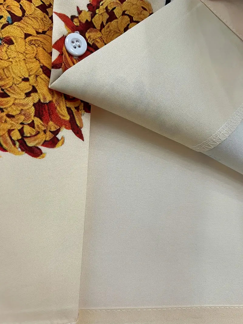 Men's Casual French Bulldog Print Button-Up Shirt