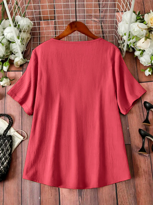 Red Plain Tunic Tops